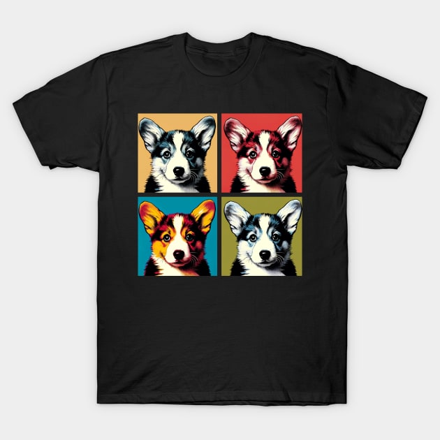 Pop Retro Art Cardigan Welsh Corgi - Cute Puppy T-Shirt by PawPopArt